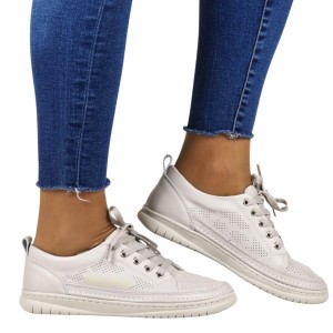 DAMSKIE SNEAKERSY PÓŁBUTY SPORTOWE TRAMPKI ZE SKÓRY EVENTO 4636 SZARE