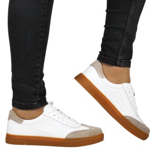 DAMSKIE SNEAKERSY PÓŁBUTY SKÓRZANE FILIPPO 6128 BIAŁO BEŻOWE