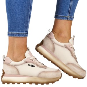 PÓŁBUTY SKÓRZANE SNEAKERSY FILIPPO 7754 BEŻOWE