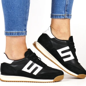SNEAKERSY SKÓRZANE DAMSKIE PÓŁBUTY SPORTOWE FILIPPO 7686 CZARNE