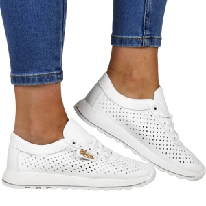 PÓŁBUTY SPORTOWE SNEAKERSY AŻUROWE POTOCKI 16346 BIAŁE