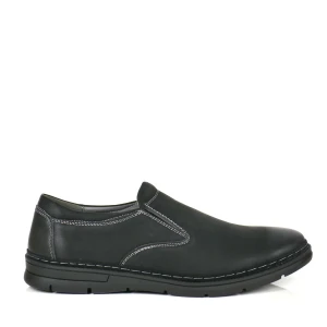MOKASYNY MĘSKIE PÓŁBUTY WSUWANE HAVER B137A-7 BLACK/GREY CZARNE