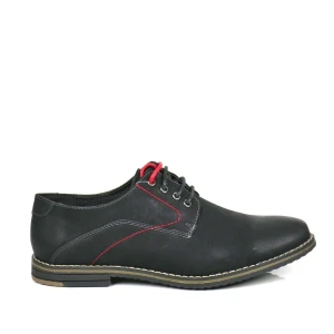 PÓŁBUTY MĘSKIE SZNUROWANE HAVER AB121A-1 BLACK/RED CZARNE